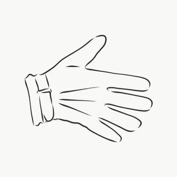 Sketch of winter gloves, vector illustration isoltaed on white background, pa Stock Illustration