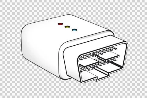 Sketch of wireless car diagnostic device Stock Illustration
