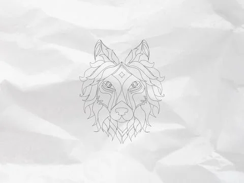 Sketch wolf head Stock Illustration