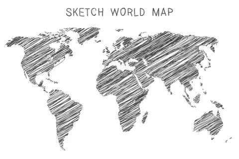 Sketch world map Stock Illustration