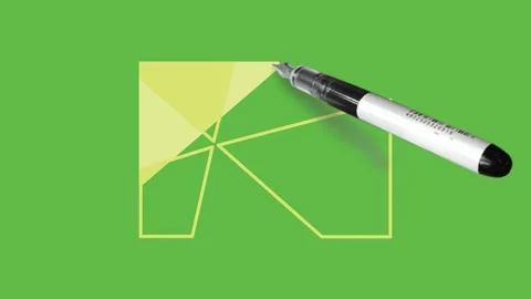 Sketch yellow colour rectangular shape specific design on abstract green screen Stock Footage 161934986