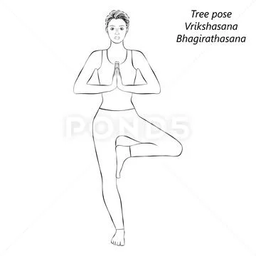 Set from young womans in yoga pose hand drawn Vector Image