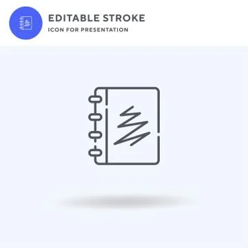 Sketchbook icon vector, filled flat sign, solid pictogram isolated on white,  Illustrazione stock