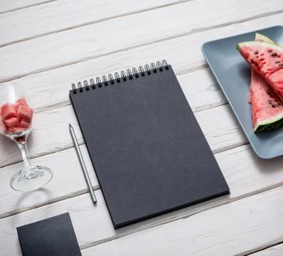 Sketchbook on kitchen table 写真素材