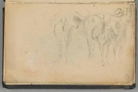 Sketchbook a portrait of a man (Jerzy Mycielski) / Horse sketches Double s... Stock Photos