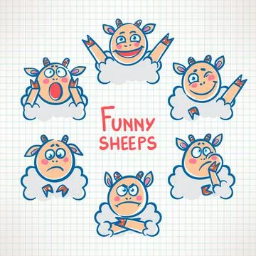 Sketched cute sheep Ilustración de archivo