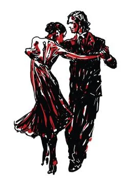 Sketched Dancers Stock Illustration
