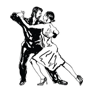 Sketched Dancers Stock Illustration