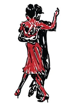 Sketched Dancers - vector Stock Illustration