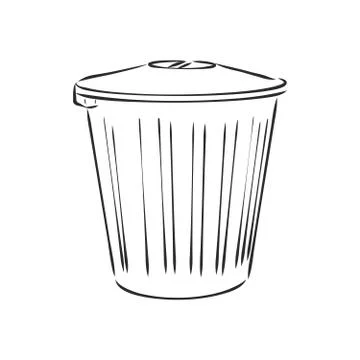 Sketched empty trash bin desktop icon. Doodle design element in vector, trash Stock Illustration
