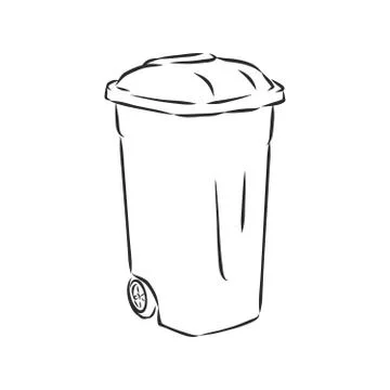 Sketched empty trash bin desktop icon. Doodle design element in vector, trash Stock Illustration