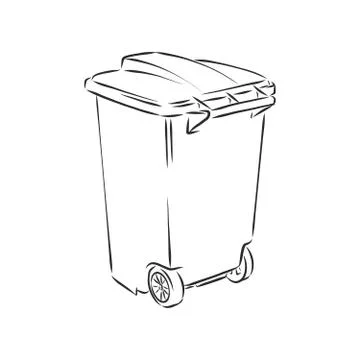 Sketched empty trash bin desktop icon. Doodle design element in vector, trash Stock Illustration
