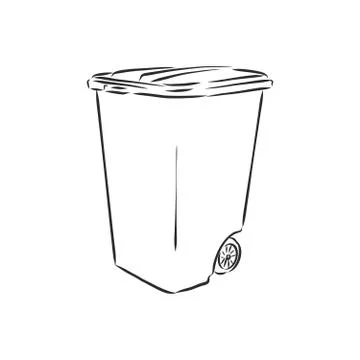 Sketched empty trash bin desktop icon. Doodle design element in vector, trash Stock Illustration