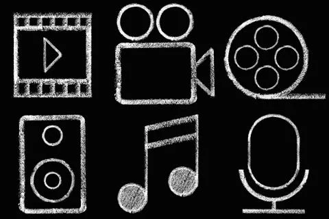 Sketched internet icons set Stock Illustration