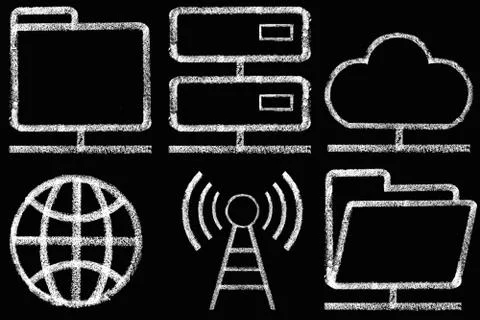 Sketched internet icons set Stock Illustration