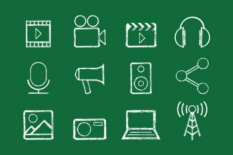 Sketched internet icons vector Stock Illustration