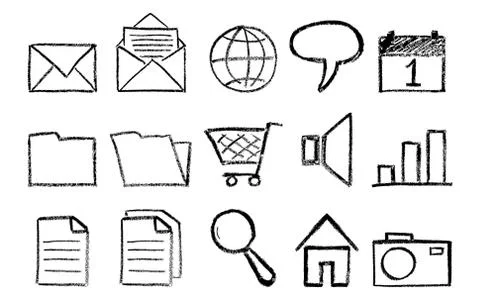 Sketched internet icons vector Stock Illustration