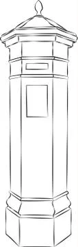 Sketched Postbox Stock Illustration