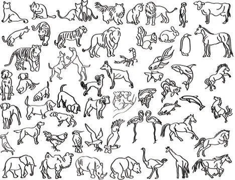 Sketches of animals Stock Illustration