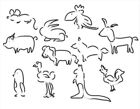 Sketches of animals vector Stock Illustration