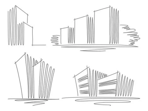 Sketches of buildings Stock Illustration
