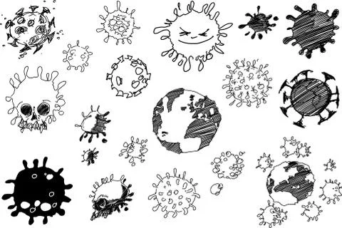 Sketches of coronavirus Stock Illustration