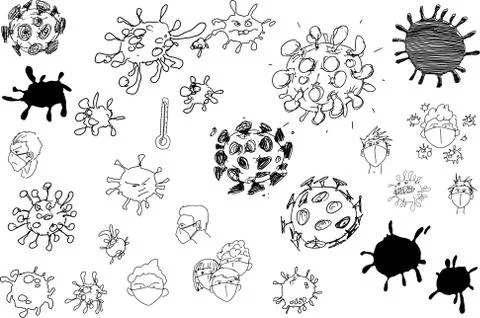 Sketches of coronavirus Stock Illustration