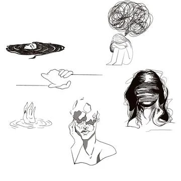 Sketches Depression Illustrazione stock