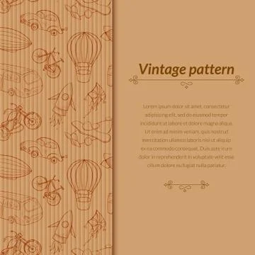 Sketches means of transport, vintage vector illustration with space for text Stock Illustration