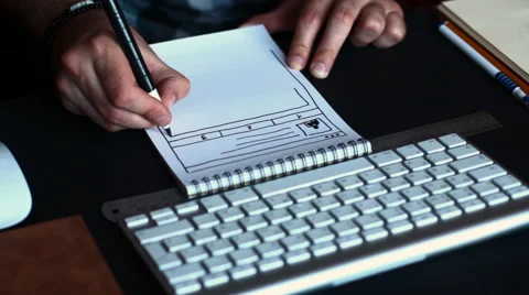 Sketches of the website on paper Stock Footage 63870047