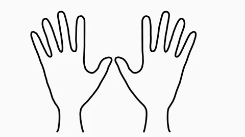 Sketching cartoon hands made of simple black line art. 2d animation. Stock Footage 321902869