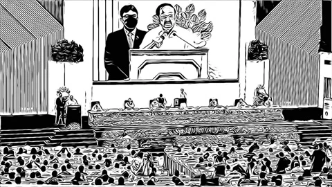 Sketching Comic function of the government of India in Vigyan Bhawan. A Confe Stock Footage 199280669