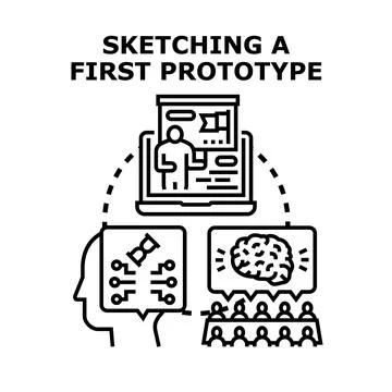 Sketching first prototype for creative business presentation or meeting Stock Illustration