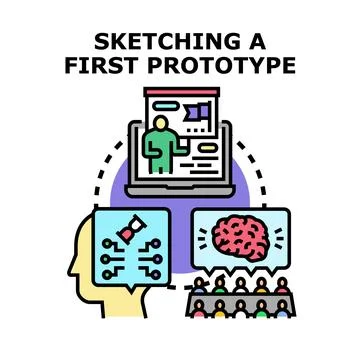 Sketching first prototype for creative business presentation or meeting Stock Illustration