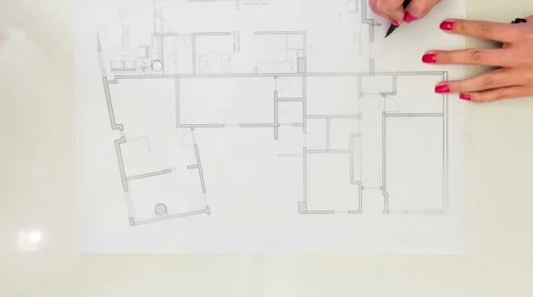 Sketching interior design plan 库存影片 47045131