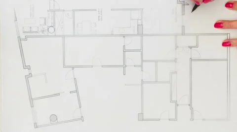 Sketching interior design plan 库存影片 47045135