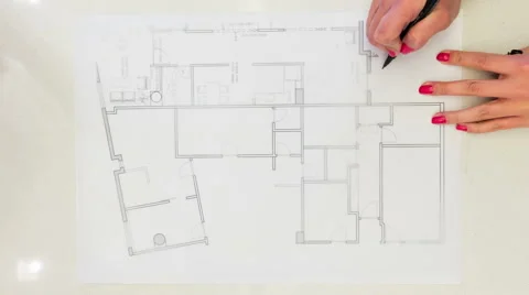 Sketching interior design plan 库存影片 47139177