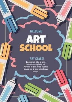 Sketching master Class. Art Workshop Poster for Kids and Adults. Vibrant Alcohol Illustrazione stock