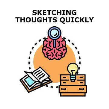 Sketching thoughts quickly finding ideas and knowledge Illustrazione stock