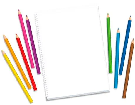 Sketchpad Crayons Blank Drawing Stock Illustration
