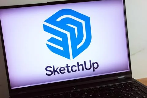 SketchUp modeling program logo on laptop Stock Photos