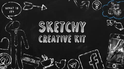 SKETCHY 200+ explainer elements pack, bundle icons, frames, arrows, characters Stock After Effects