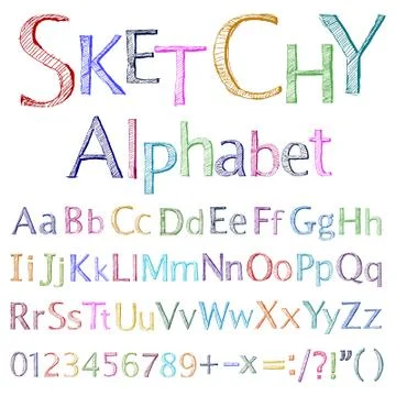 Sketchy alphabet Stock Illustration