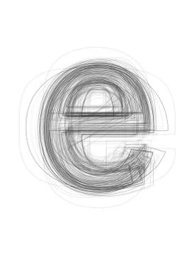Sketchy alphabet lowercase letter "e" Illustrazione stock