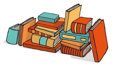 Sketchy bunch of piled books Illustrazione stock