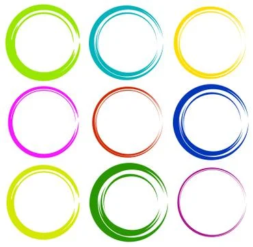 Sketchy circles with hand-drawn effect. Set 9 grungy circles Stock Illustration
