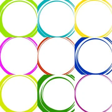 Sketchy circles with hand-drawn effect. Set 9 grungy circles 스톡 일러스트