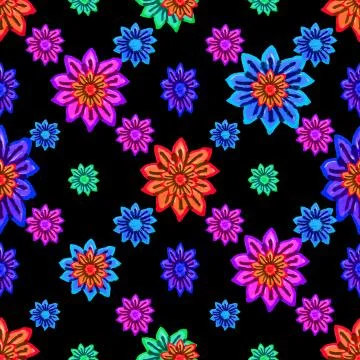 Sketchy Floral Drawing Seamless Pattern Illustrazione stock