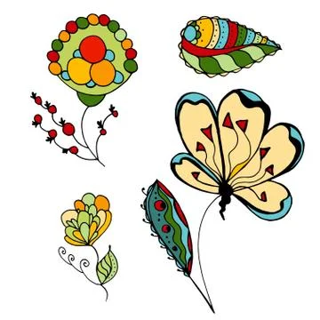 Sketchy flowers Stock Illustration