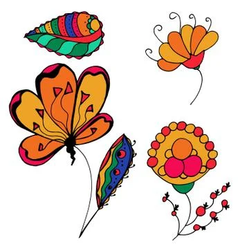 Sketchy flowers Illustrazione stock
